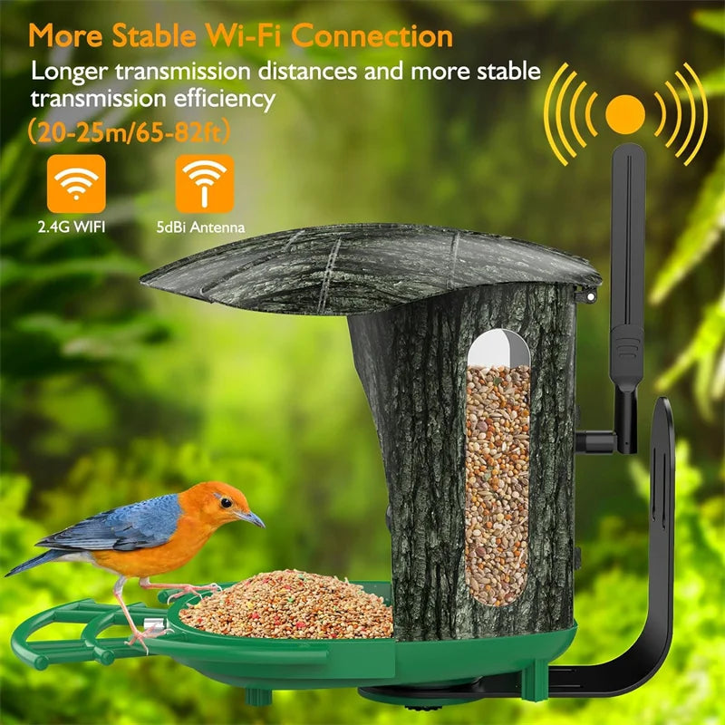 AI Smart Bird Feeder Camera with 64G Card,1080P HD AI Identify Bird Species,Hummingbird Feeder,Bird House with 7W Solar Panel