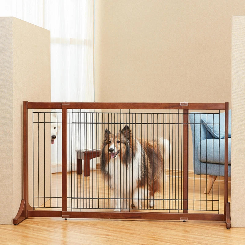 High-end Solid Wood Retractable Pet Fence, Indoor Staircase Guardrail, Isolation Door, Balcony Railing, Dog and Cat,