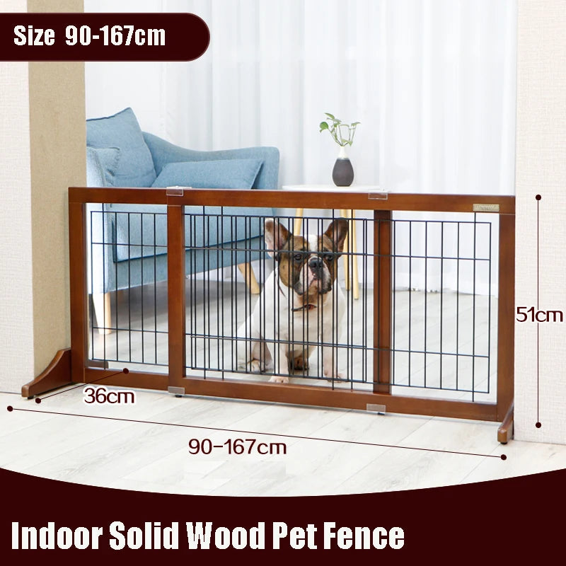 High-end Solid Wood Retractable Pet Fence, Indoor Staircase Guardrail, Isolation Door, Balcony Railing, Dog and Cat,