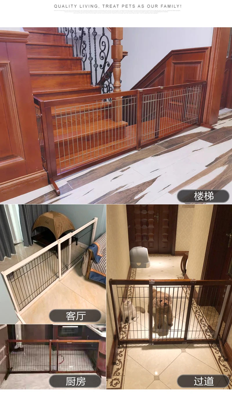 High-end Solid Wood Retractable Pet Fence, Indoor Staircase Guardrail, Isolation Door, Balcony Railing, Dog and Cat,