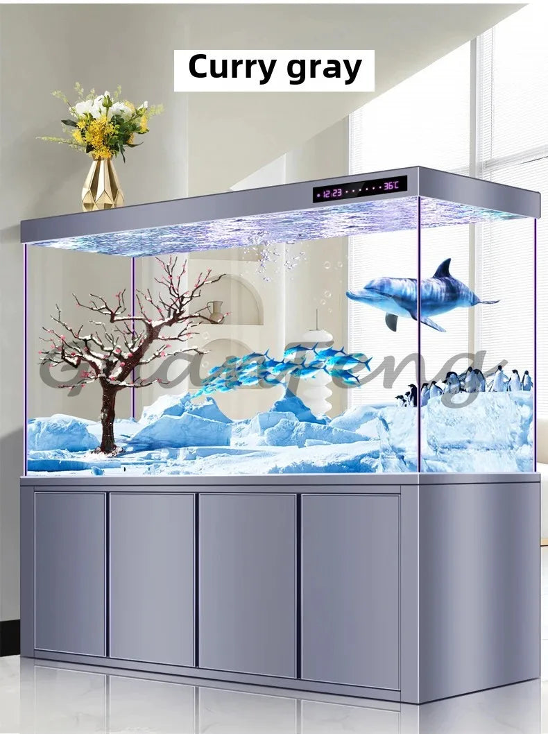 Dragon Fish Tank Living Room Large Aquarium Bottom Filter Ultra-White Glass Home Partition Ecological Automatic Change Water