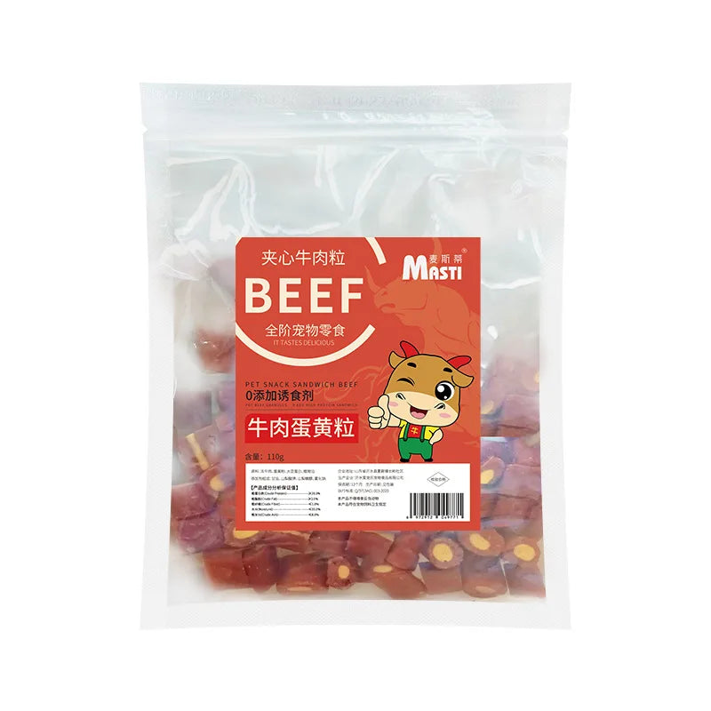 Dog Snacks 110g Beef Sandwich Egg Yolk Granules Training Reward Chewy Nutritious Delicious Healthy Pet Snacks Dog Food Pet Food