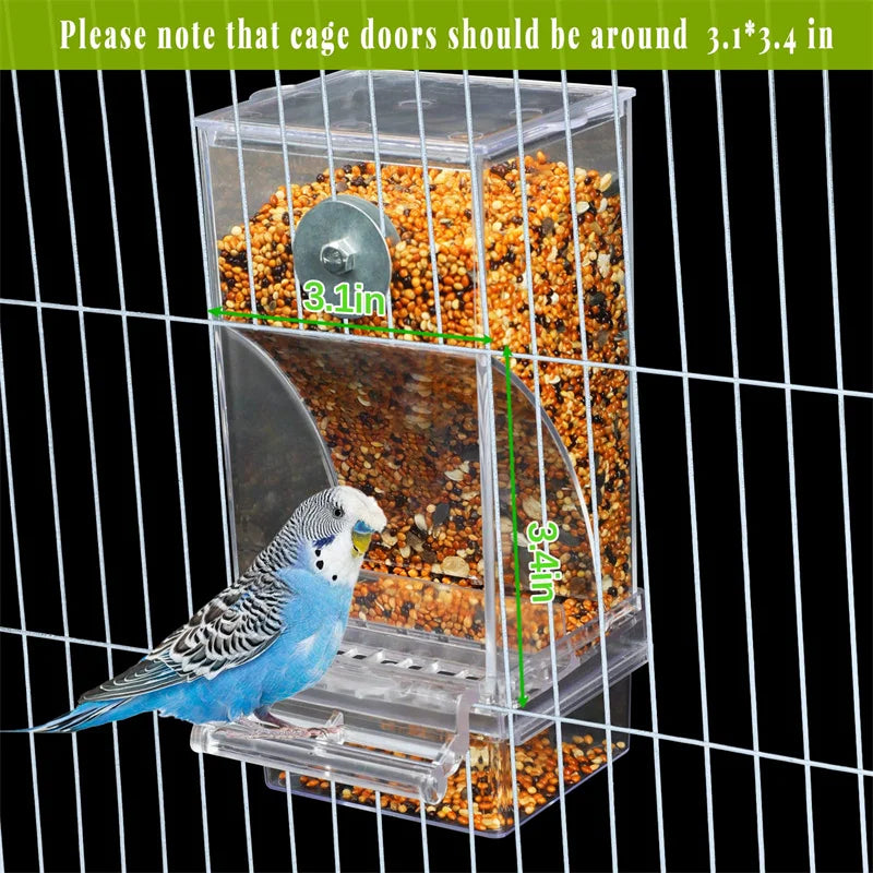 No Mess Bird Feeders Automatic Parrot Feeder Drinker Acrylic Seed Food Container Cage Accessories For Small And Medium Parakeets