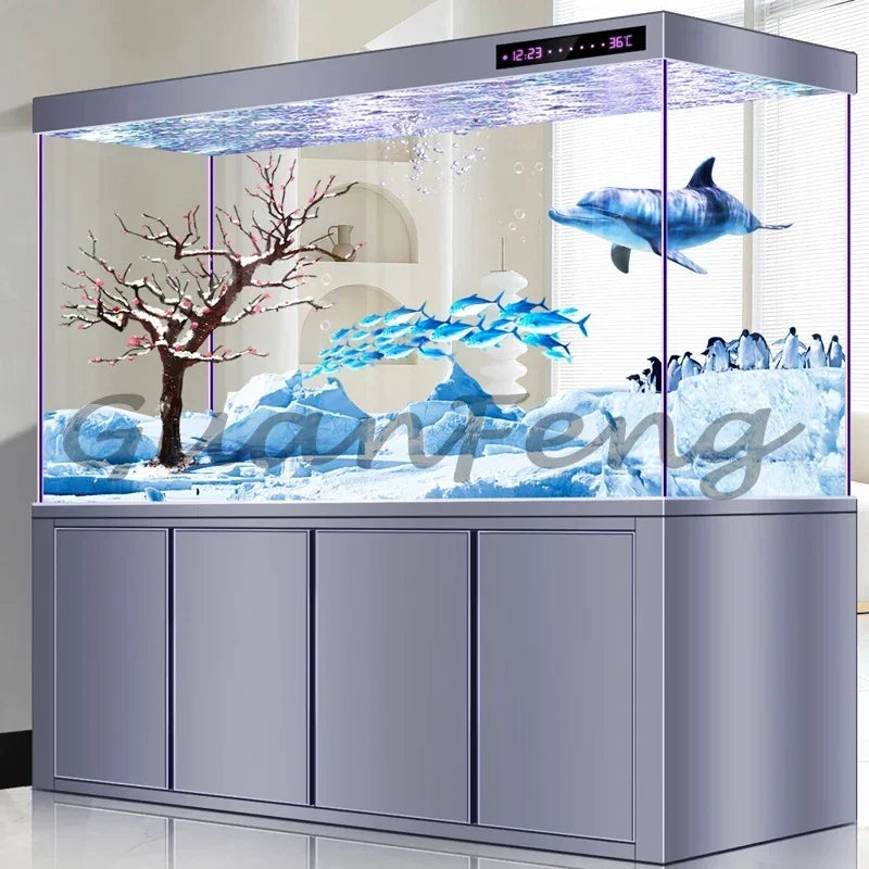 Dragon Fish Tank Living Room Large Aquarium Bottom Filter Ultra-White Glass Home Partition Ecological Automatic Change Water