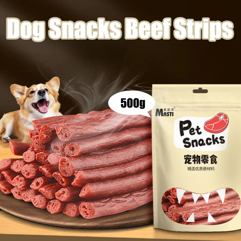 500g Dog Snacks Soft Beef Strips Dog Training Reward SnacksAppetizing Digestive Nutritious Delicious Chewy Pet Snacks Dog Food