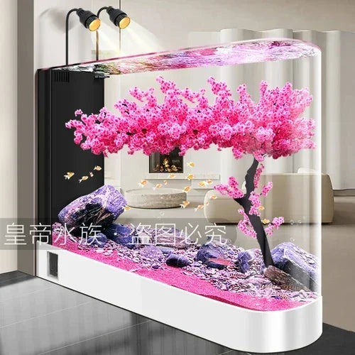 Fish Tank Super White Glass Living Room Large Subareas Screens Hot Bending Integrated Floor Aquarium