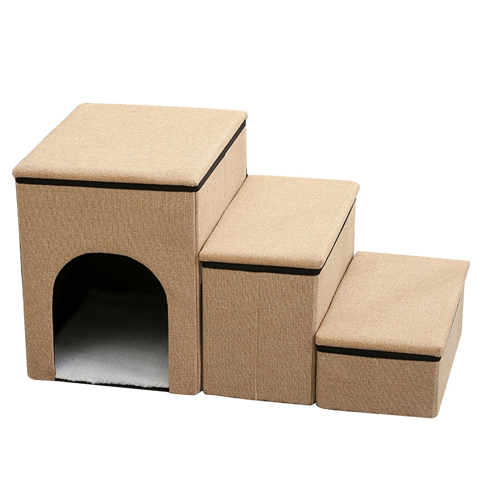 Folding Pet Stairs with Storage Box Non-Slip Pads High Beds Dog Puppy Ramp Dog Stairs for Indoor/Outdoor Travel Dog Cat Steps