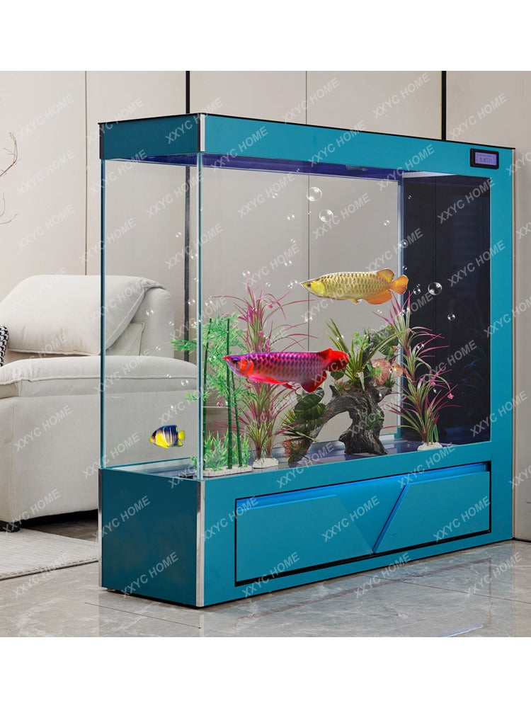 Super White Glass Fish Tank Living Room Partition Screens Ecological Aquarium Lazy Change Water Medium and Large Floor Self