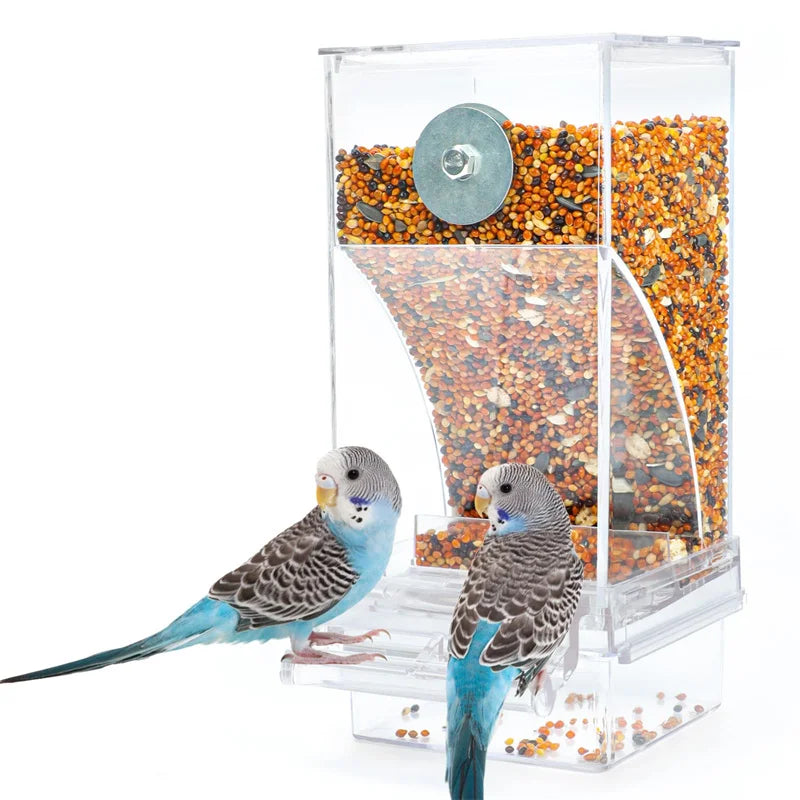 No Mess Bird Feeders Automatic Parrot Feeder Drinker Acrylic Seed Food Container Cage Accessories For Small And Medium Parakeets